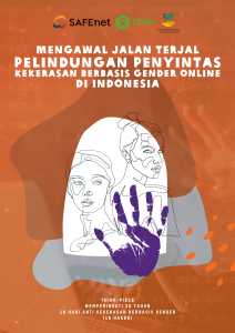 Sampul Buku Mengawal Jalan Terhal Pelindungan Penyintas KBGO di Indonesia