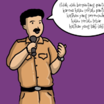 Gambar ilustrasi: Seorang laki-laki berkata, "Tidak usah berpanjang-panjang ya, karena kalau terlalu panjang kasihan yang perempuan kalau terlalu lebar kasihan laki-laki"